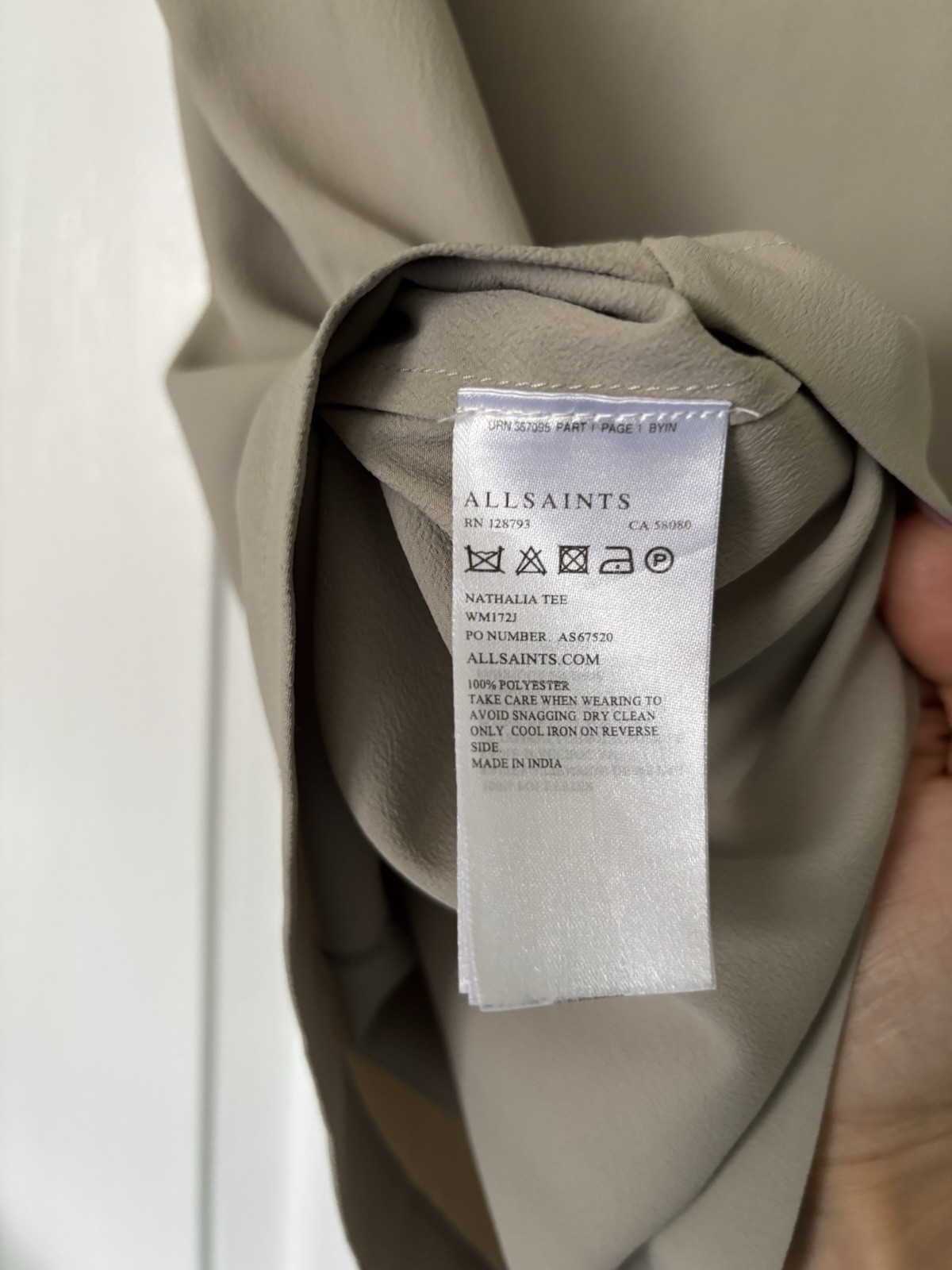 ALLSAINTS Beige Floral gray Embroidered Scoop Neck Short Sleeve T-Shirt Size S