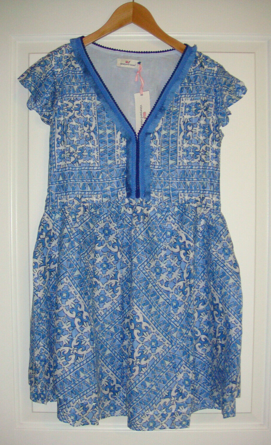 NWT Women’s Vineyard Vines Cay Scarf Print Pintuck Dress~WhiteCap~S,M,L&XL