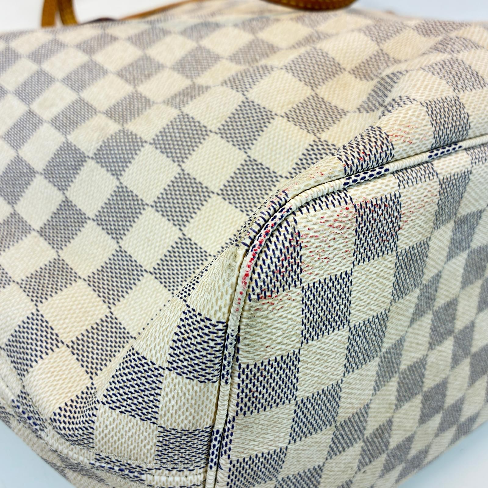 LOUIS VUITTON Neverfull MM Tote Bag N51107 Damier Azur Canvas white