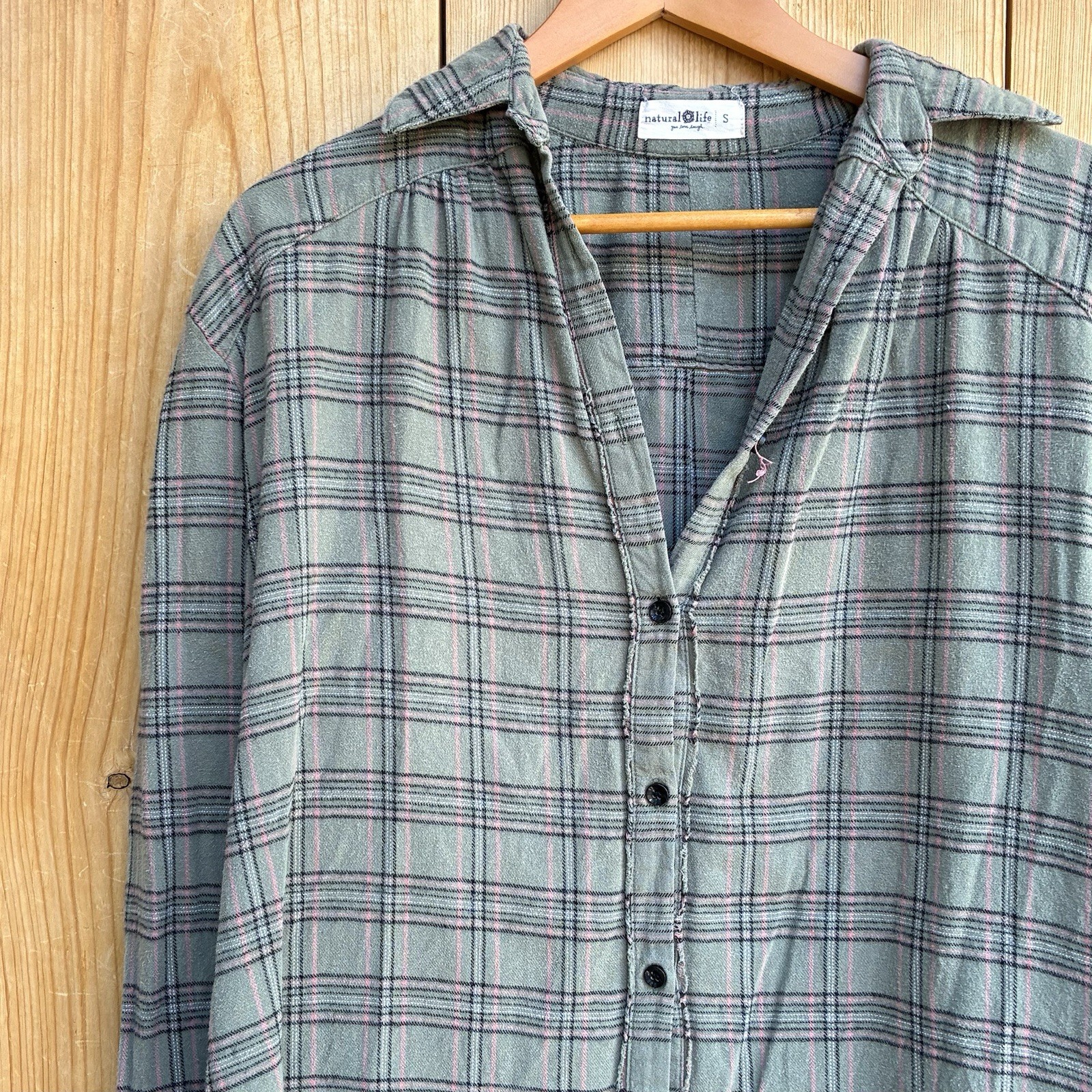 Natural Life Plaid Top Sz Small