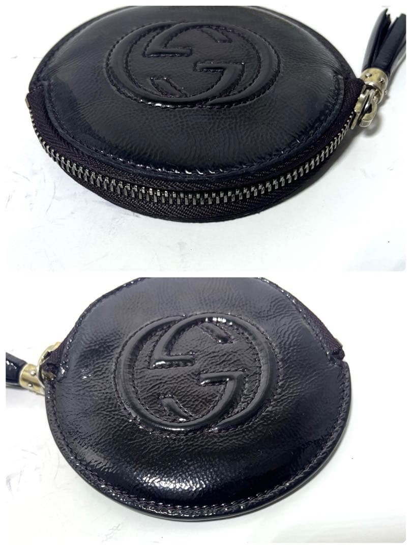 GUCCI Coin Case SOHO Leather Round Card Case Fringe