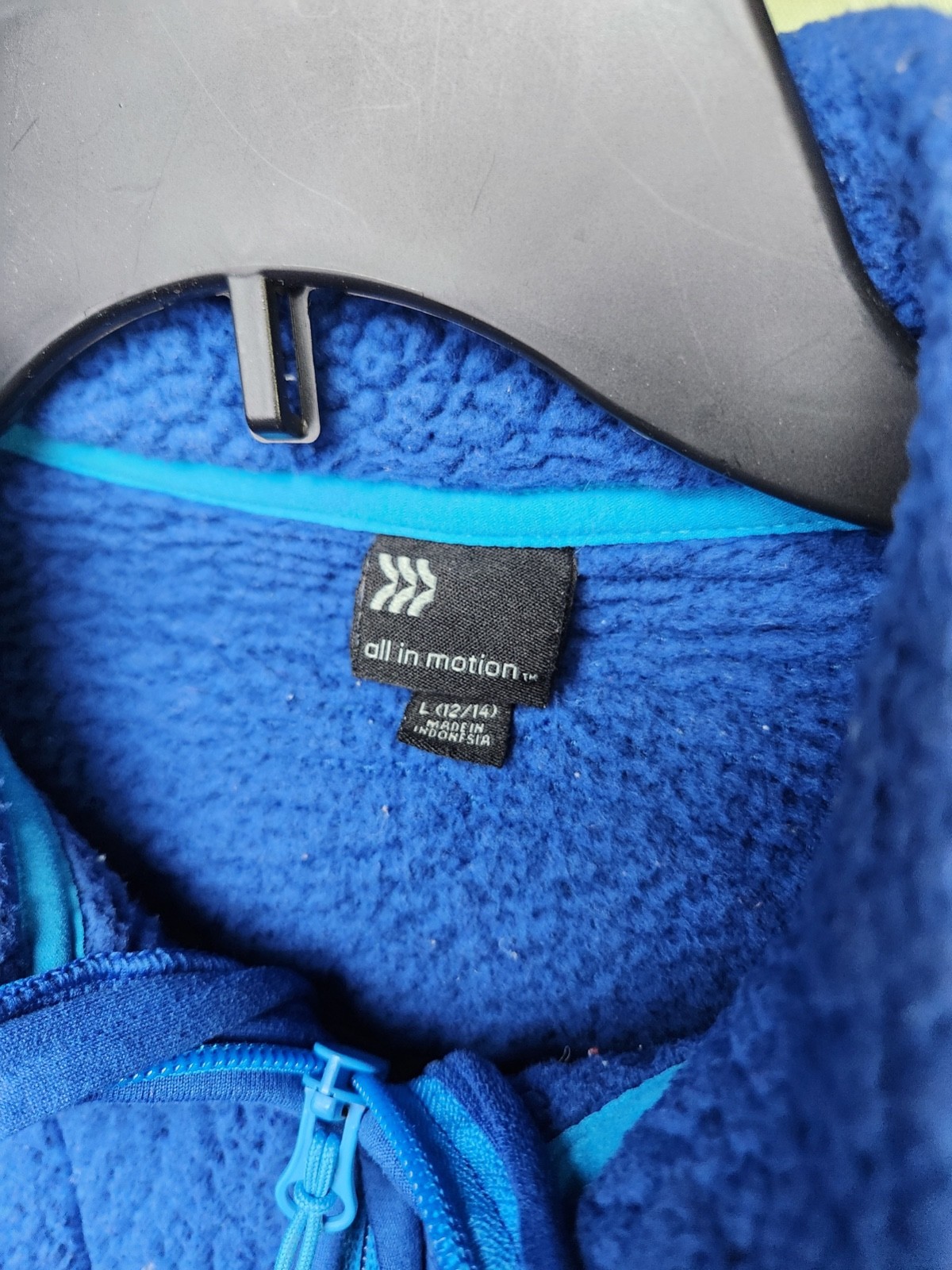 All In Motion Fleece Blue Pullover Large 12-14 1/4 Zip 20X25 A7