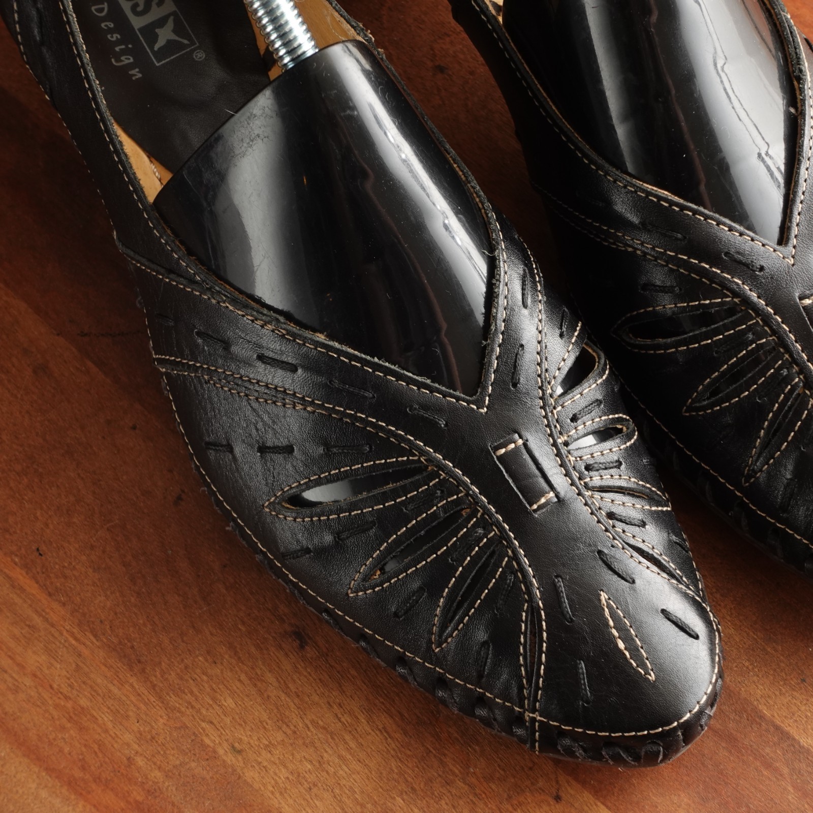 Pikolinos Heels Womens SZ EU 40 US 9-9.5 BLK Leather Comfort Career Neutral Shoe
