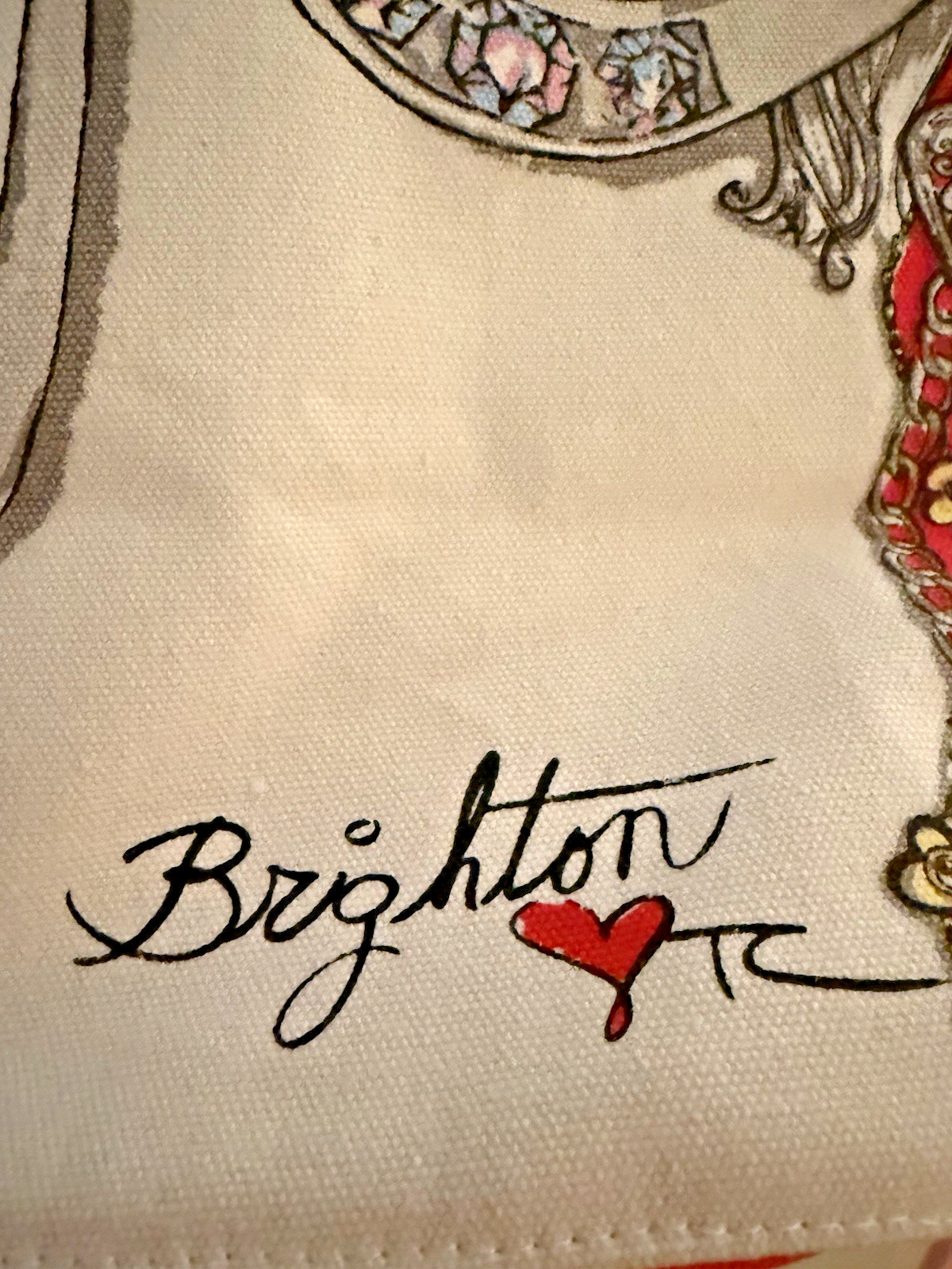Brighton All That Glitters Canvas Tote Bag Tom Clancy Red Love Heart Jewels NWT