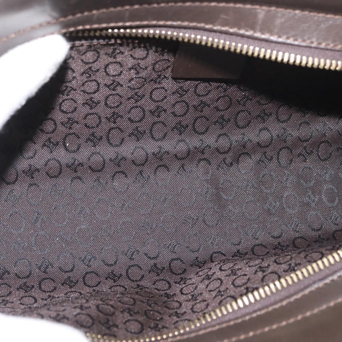 CELINE C Macadam Canvas Hand Bag White Gold Auth ep13890A