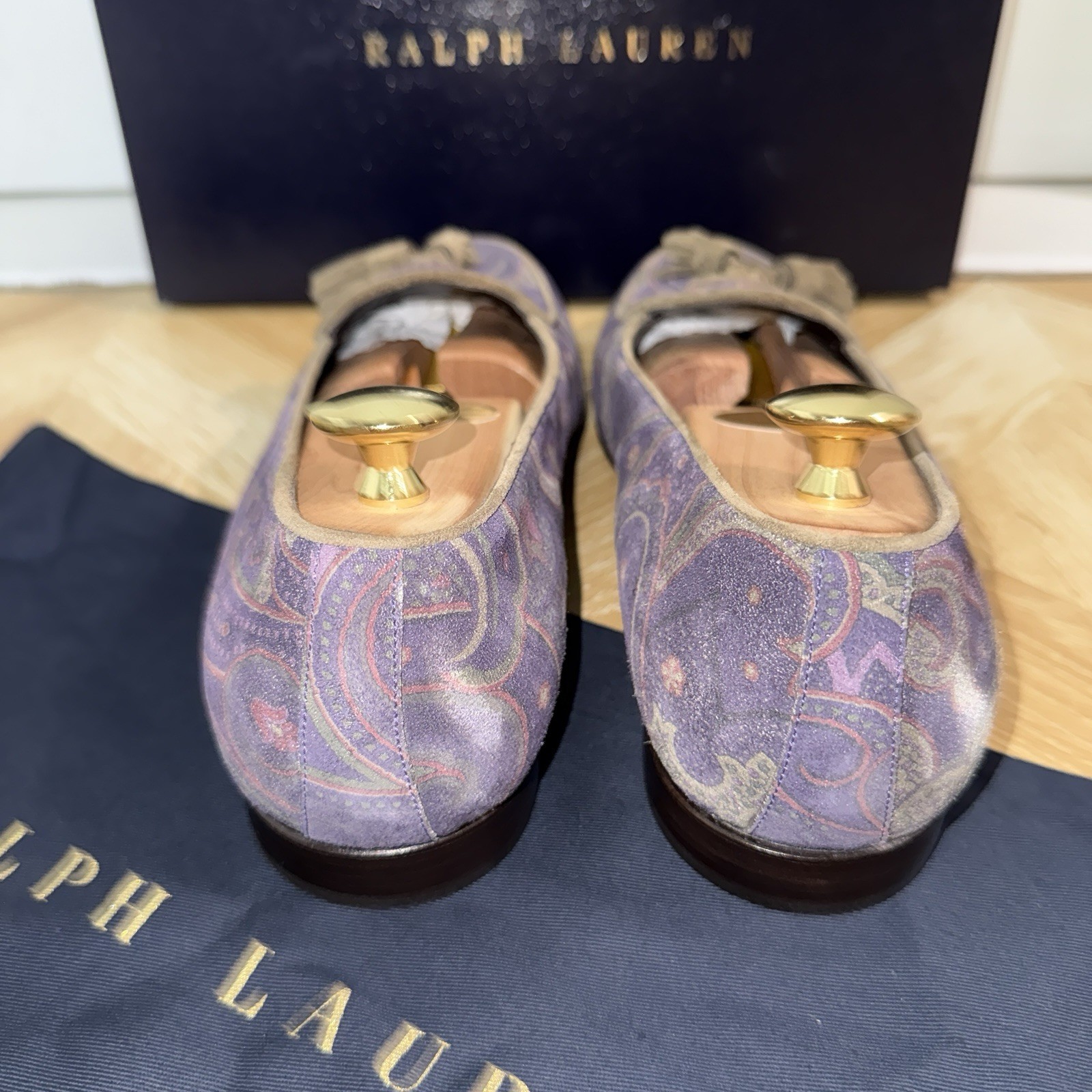 Ralph Lauren Purple Label Paisley Tassel Suede Leather Shoe Rare Polo Italy 11
