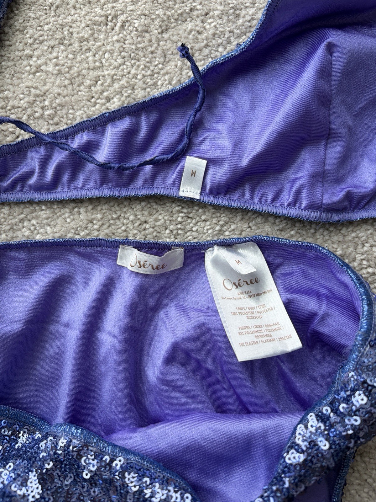 Oséree Sequin Bikini Set – Blue/Purple – Medium – New Without Tags