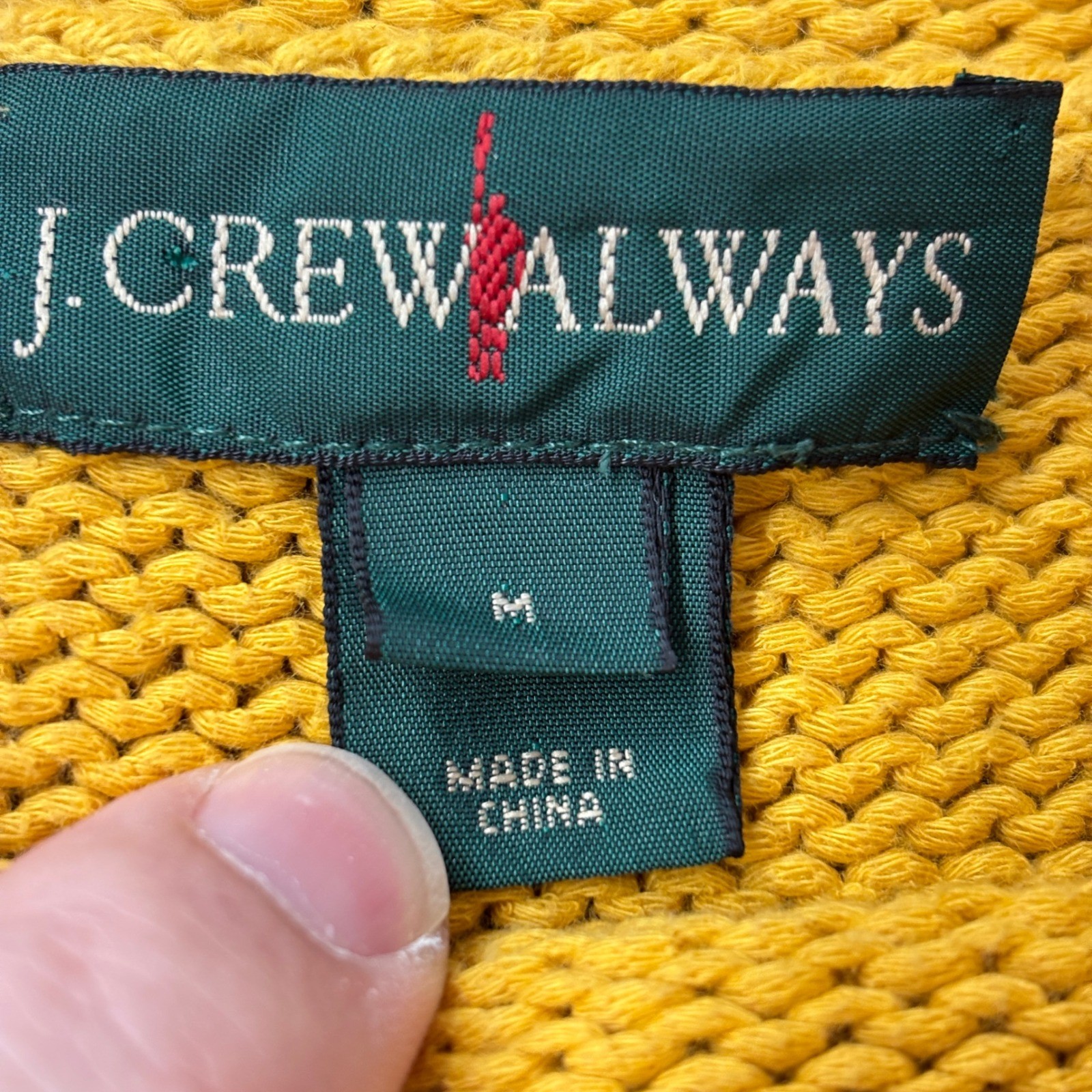 J. Crew Womens Sweater M Yellow Roll Neck Cotton Blend Always Fisherman Oarsman