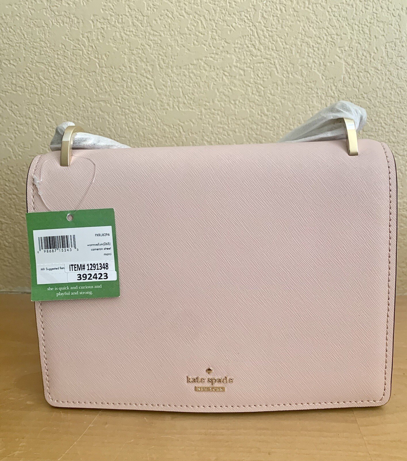 Kate Spade PXRU8296 Cameron St. Marci Pink Leather XBody Women’s Handbag – New!