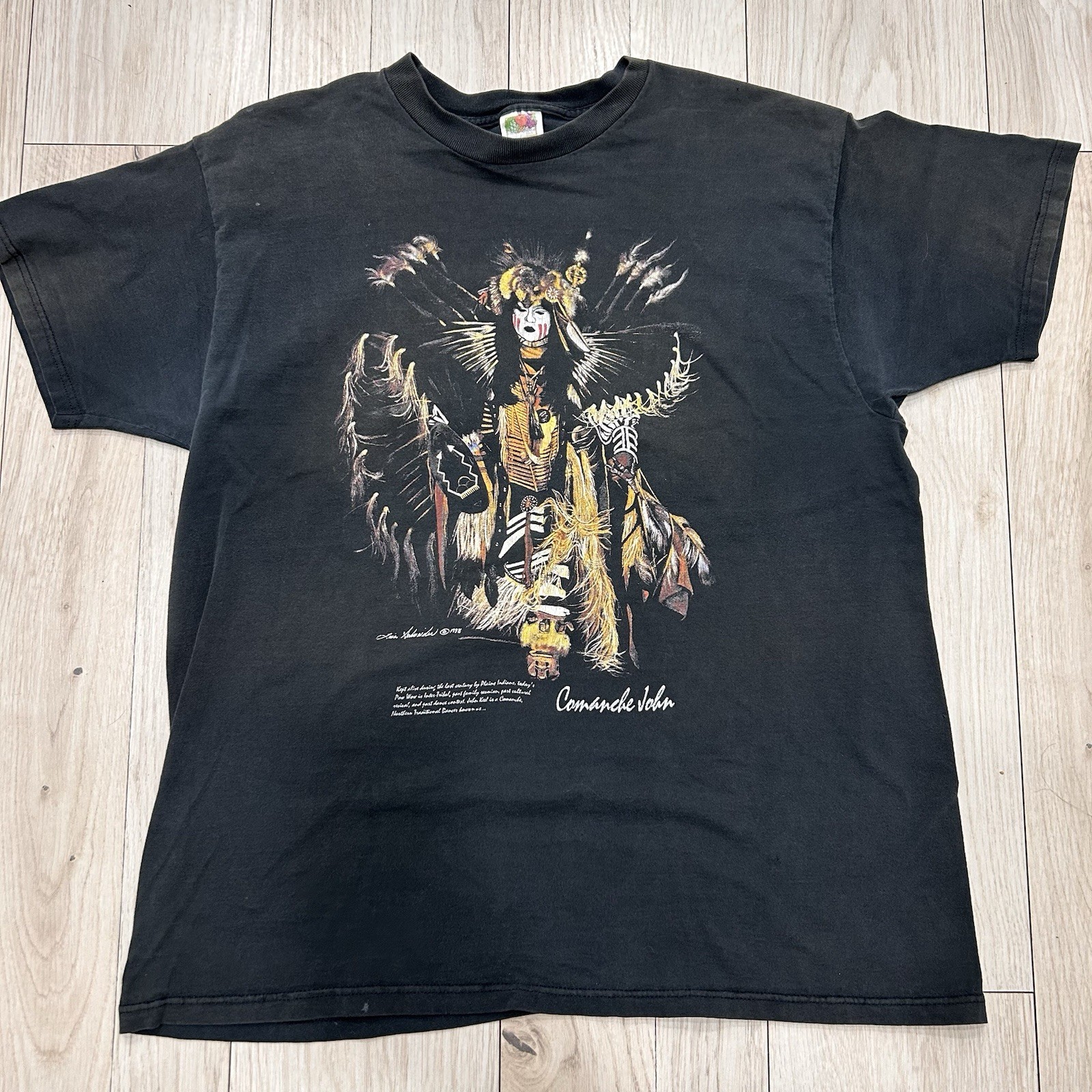 Vintage Comanche John Graphic Tee Fruit of the Loom Heavy Cotton Black