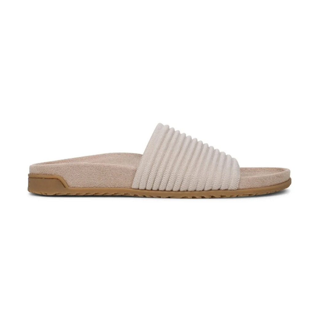Vionic Evie Knit Slide Sandals Women’s Cream Orthotic Comfort Slip On