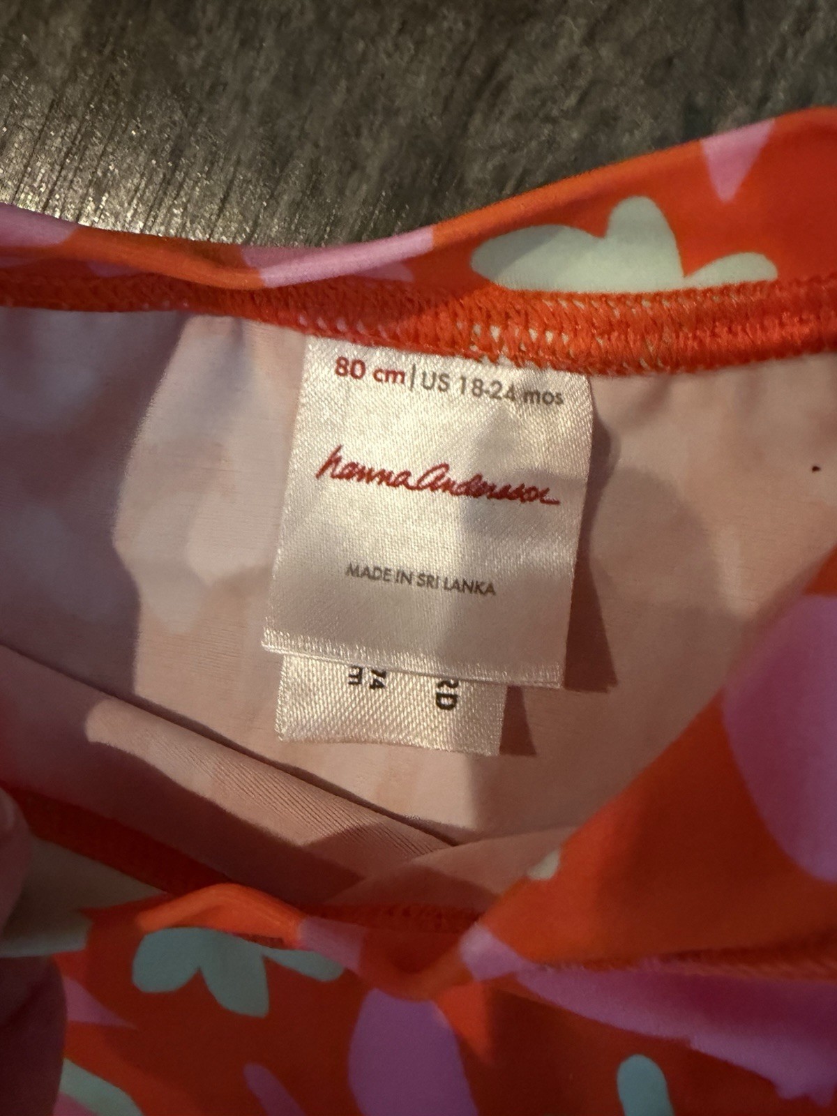 Hanna Andersson Rash Guard 2 pc Swim Set 80 cm Orange Pink Mint Ruffled Bottom