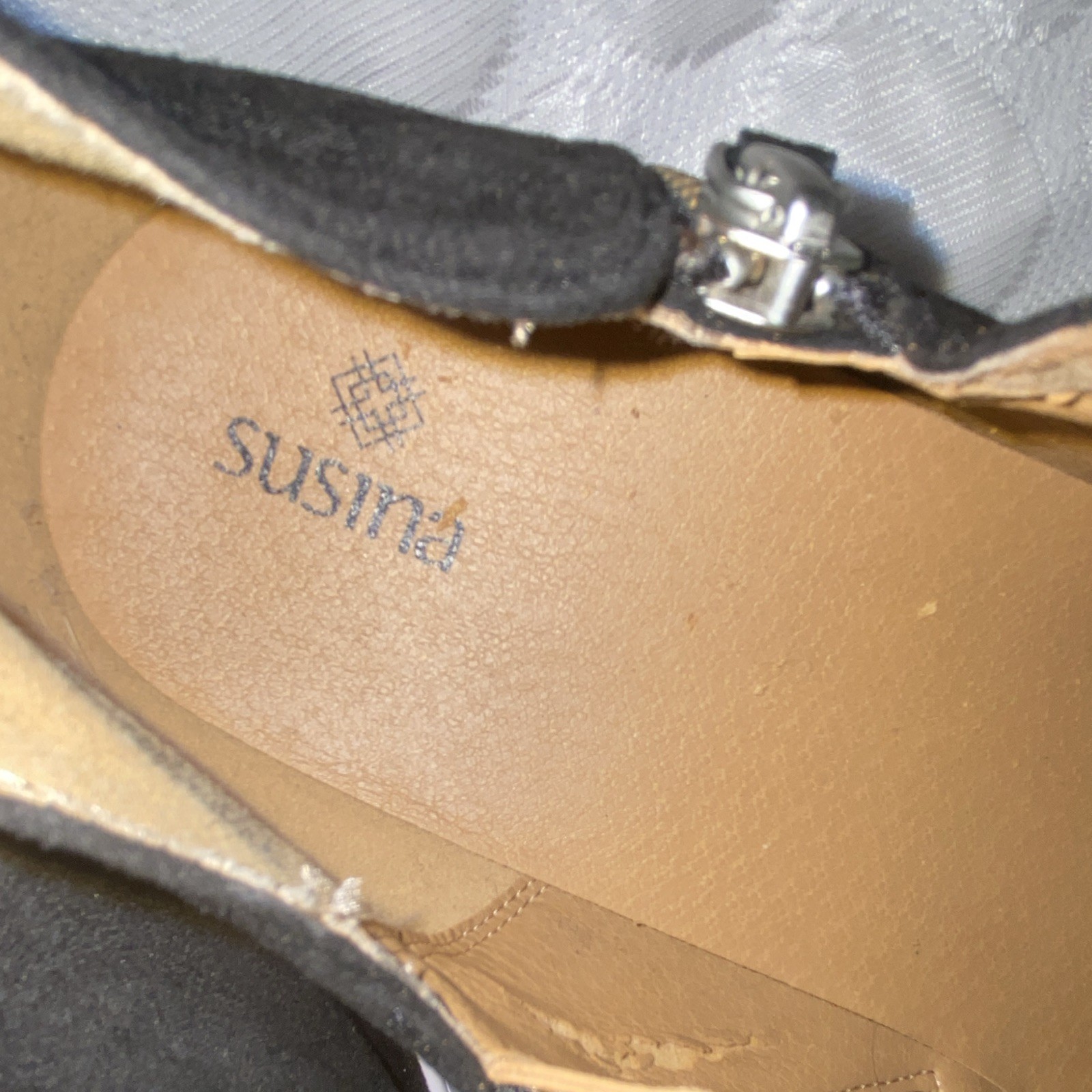 Susina Women’s Ankle Platform Boot- Sneaker Black/White Suede 2-Side Zip US 10M