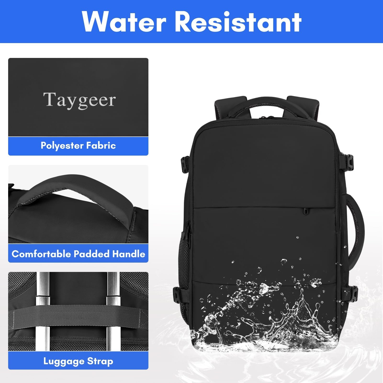 Travel Laptop Backpack for Men, 15.6″ Water-Resistant College Bookbag, 35L, Ligh
