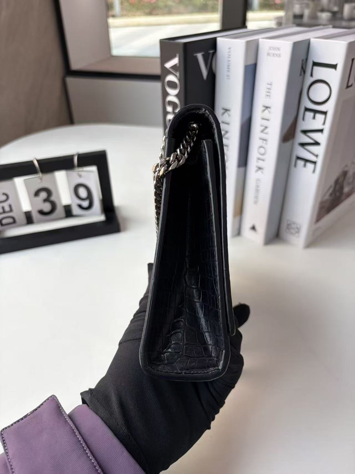 Yves Saint Laurent Black Kate Embossed Leather Tassel Chain Shoulder Bag AUTH
