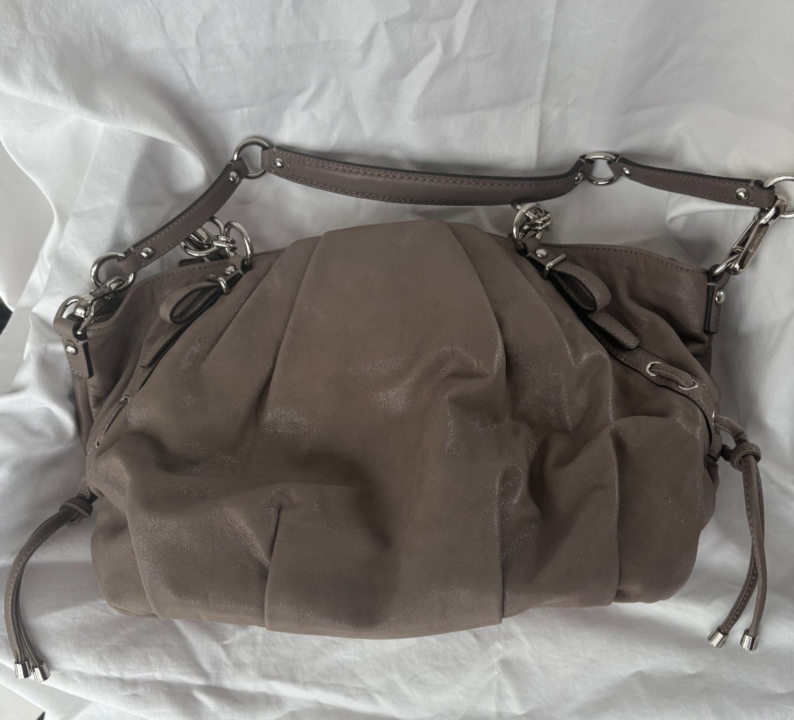 COACH Madison Sophia Satchel Purse – Gray/Taupe Leather