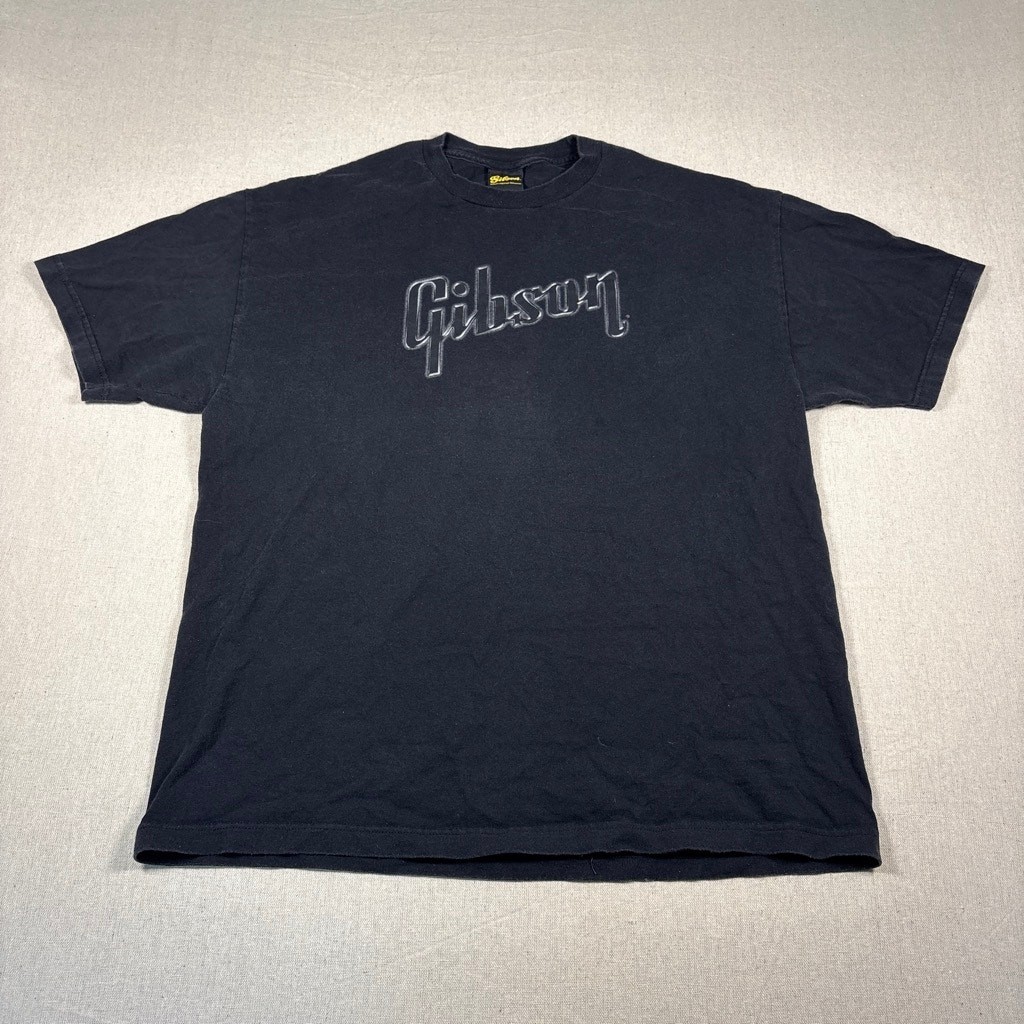 Vintage Gibson Guitars music grunge crew neck black 2000s t shirt sz XL