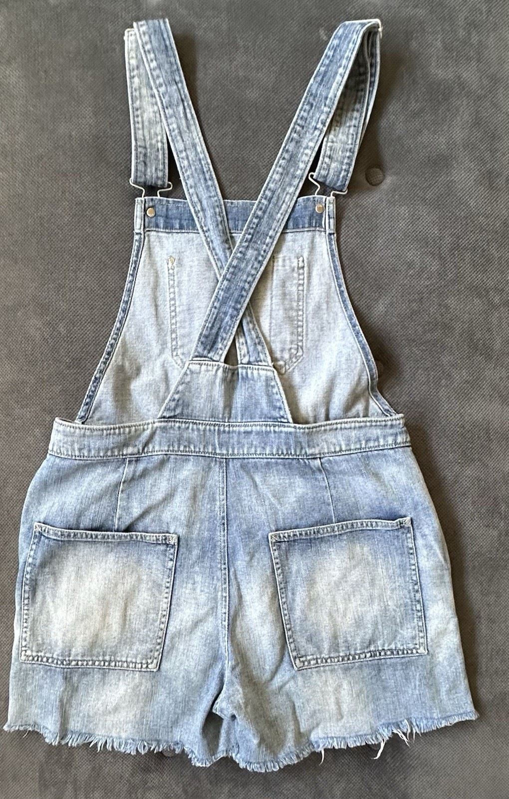 2015 GAP Overalls Cut Off Shorts Raw Hem Blue Denim Size Small