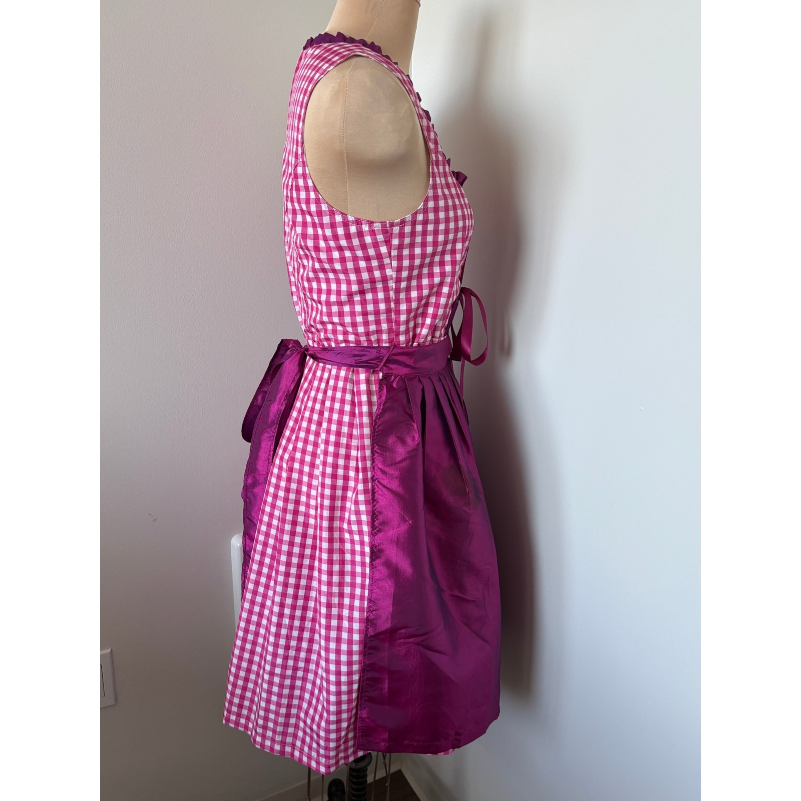 Bavarian Trachten Dirndl Sz EU40 Oktoberfest Milkmaid Coquette Gingham Corset