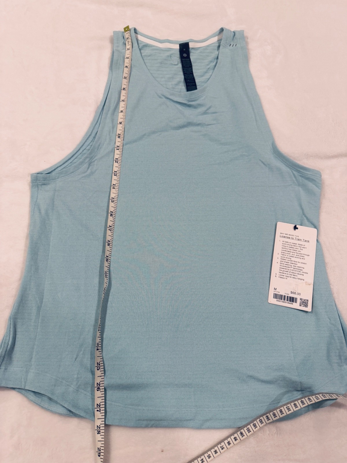 Lululemon License to Train Tank Top Men’s Size Medium FOAM Light Blue