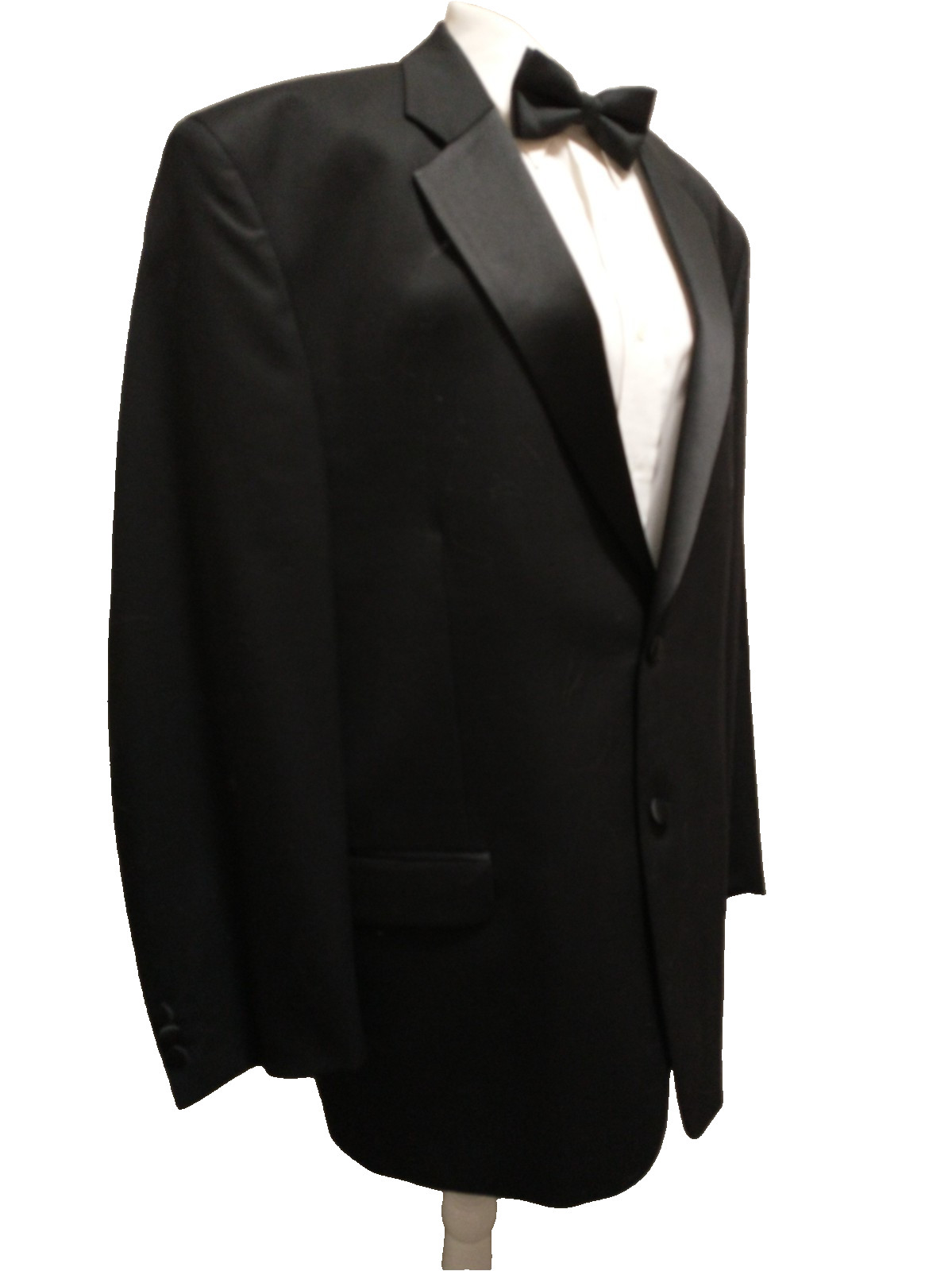 NWOT Jones New York Men Black 100% Wool Satin Detail 2 Button Tuxedo Blazer 46R