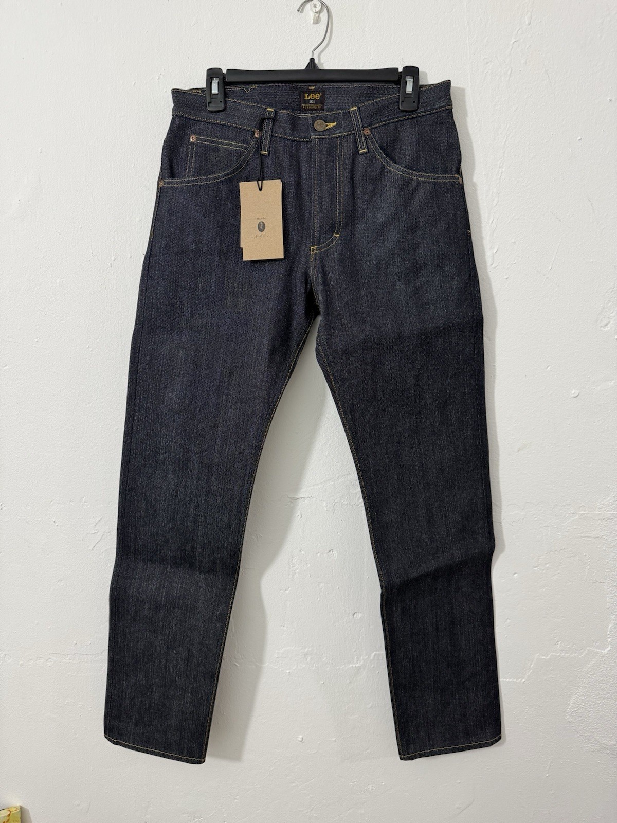 Lee 101 Z Japan Selvedge Denim Jeans Straight Leg Dry Indigo Made Italy 30×32