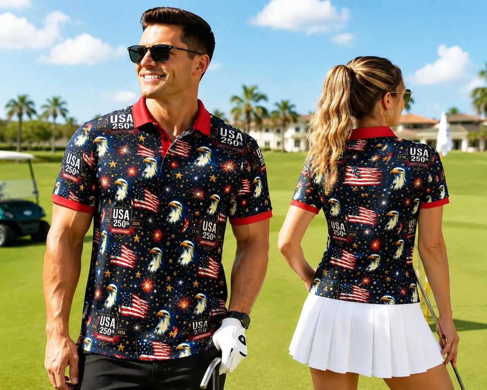 250th Anniversary Polo 4th Of July 1776-2026, American Flag Patriotic Polo Shirt