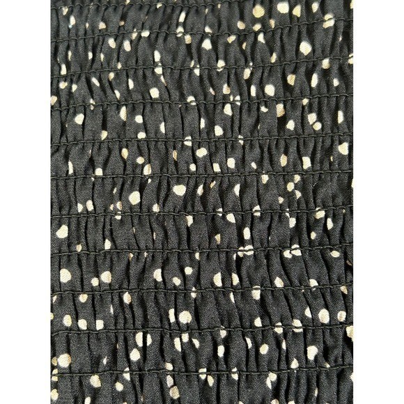 A New Day Polka Dot Puff Sleeve Crop Top Black White Square Neck Small
