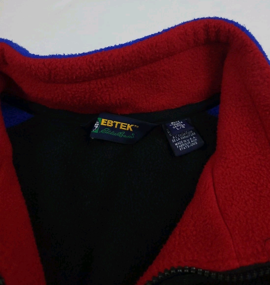 Vintage 90s Eddie Bauer Ebtek Colorblock Fleece Pullover Sweatshirt Outdoor USA