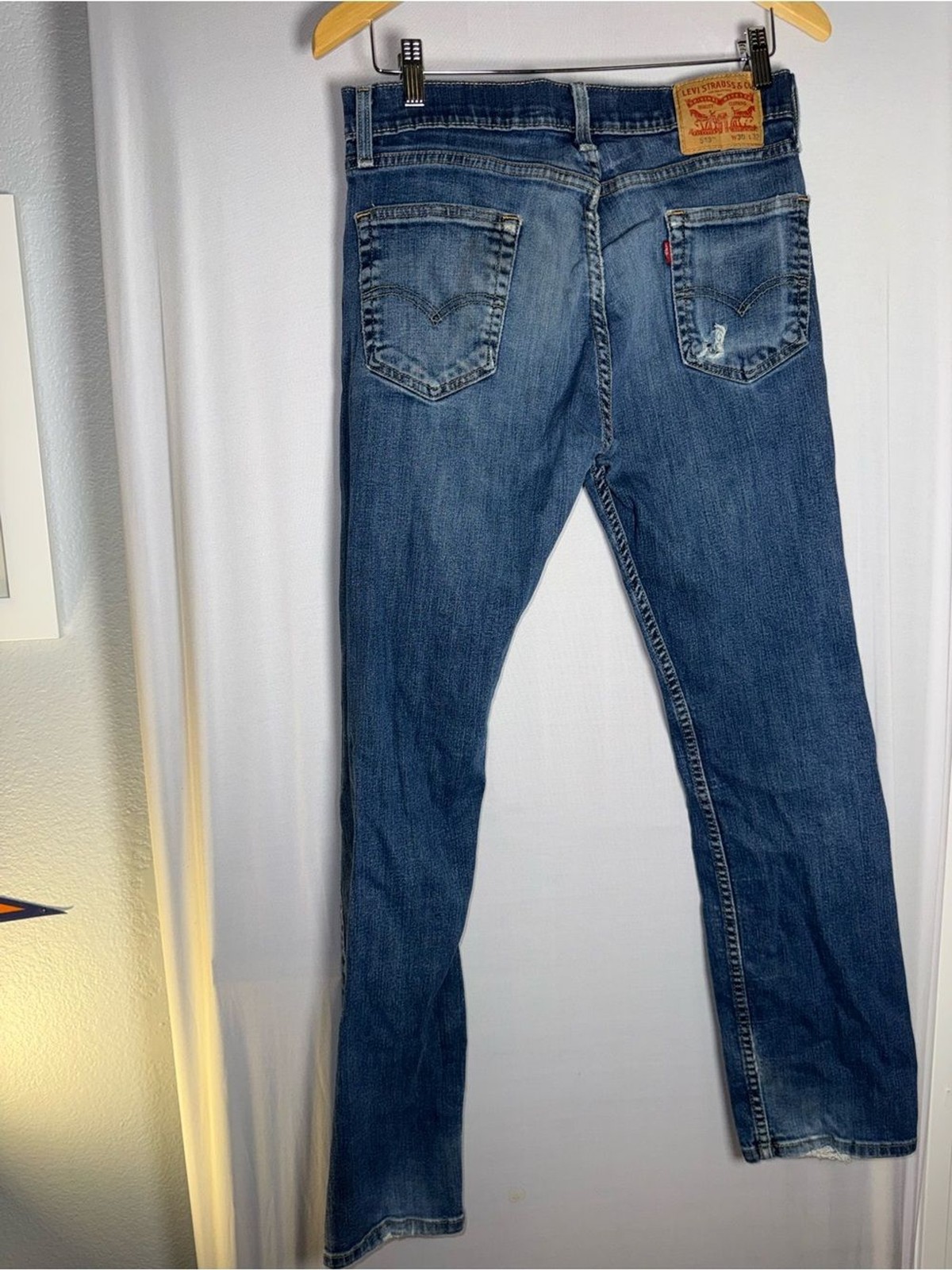 Levi’s Blue Denim Jeans with Tan Leather Patch
