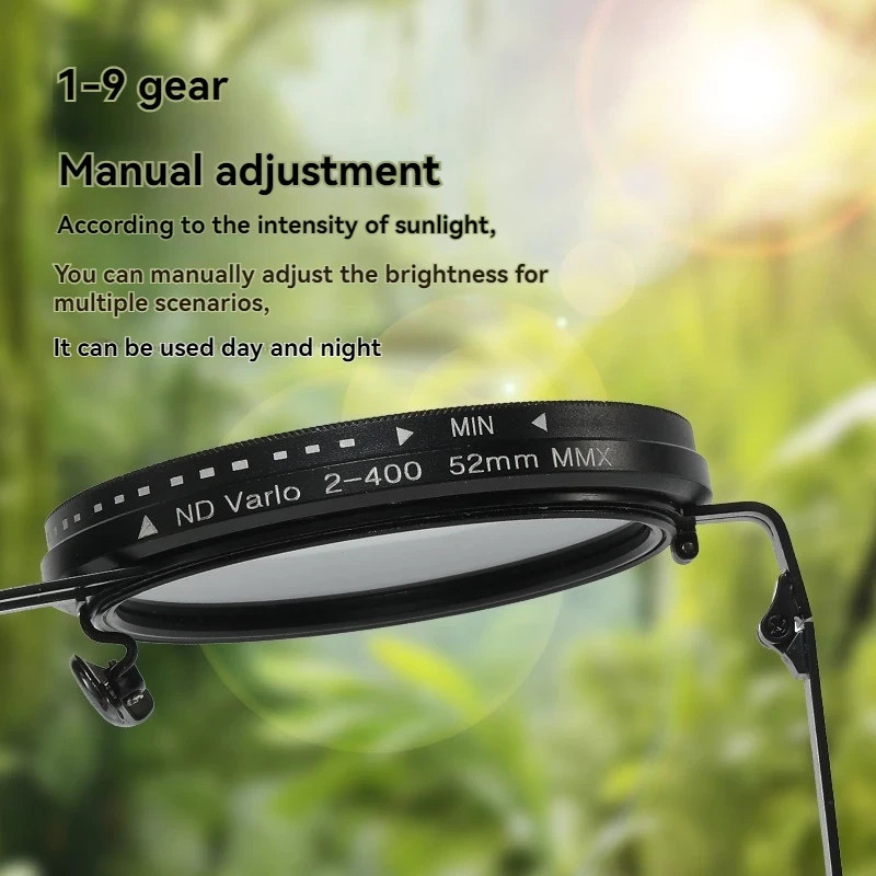 Adjustable Tint Sunglasses, 1-9 Gears Rounded Polarized Glasses with ND Filter
