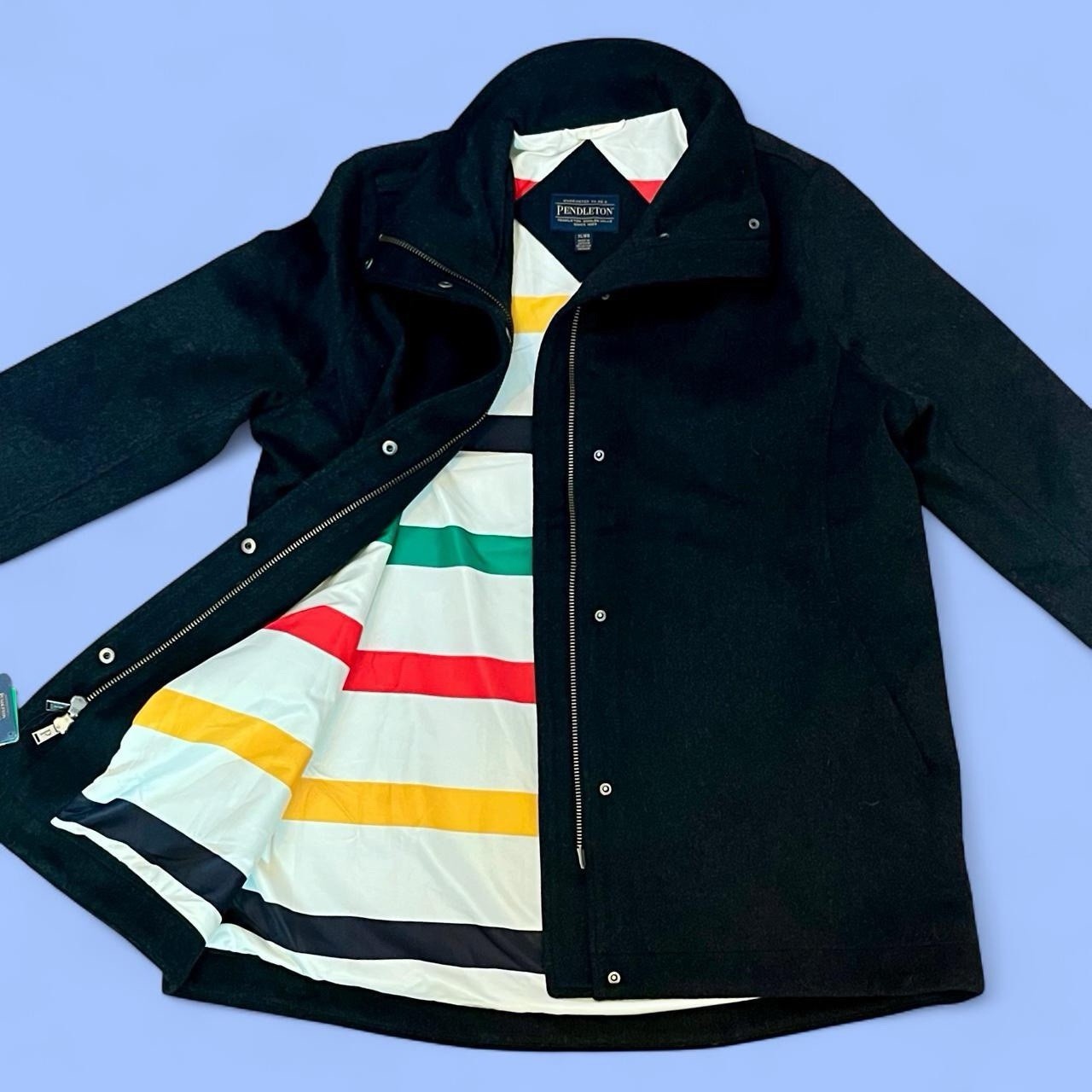 Pendleton Campbell Cascade Wool Glacier Striped Peacoat Jacket Charcoal XL NWT