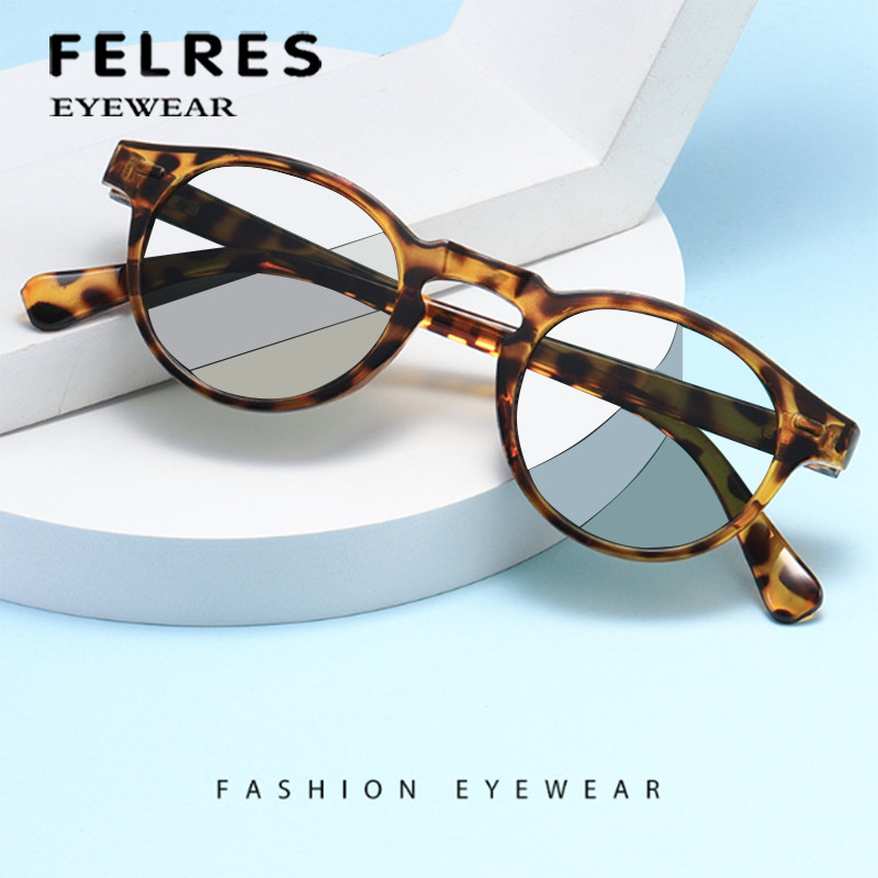 Round Photochromic Reading Glasses For Men Fashion Outdoor Presbyopic Sunglasses