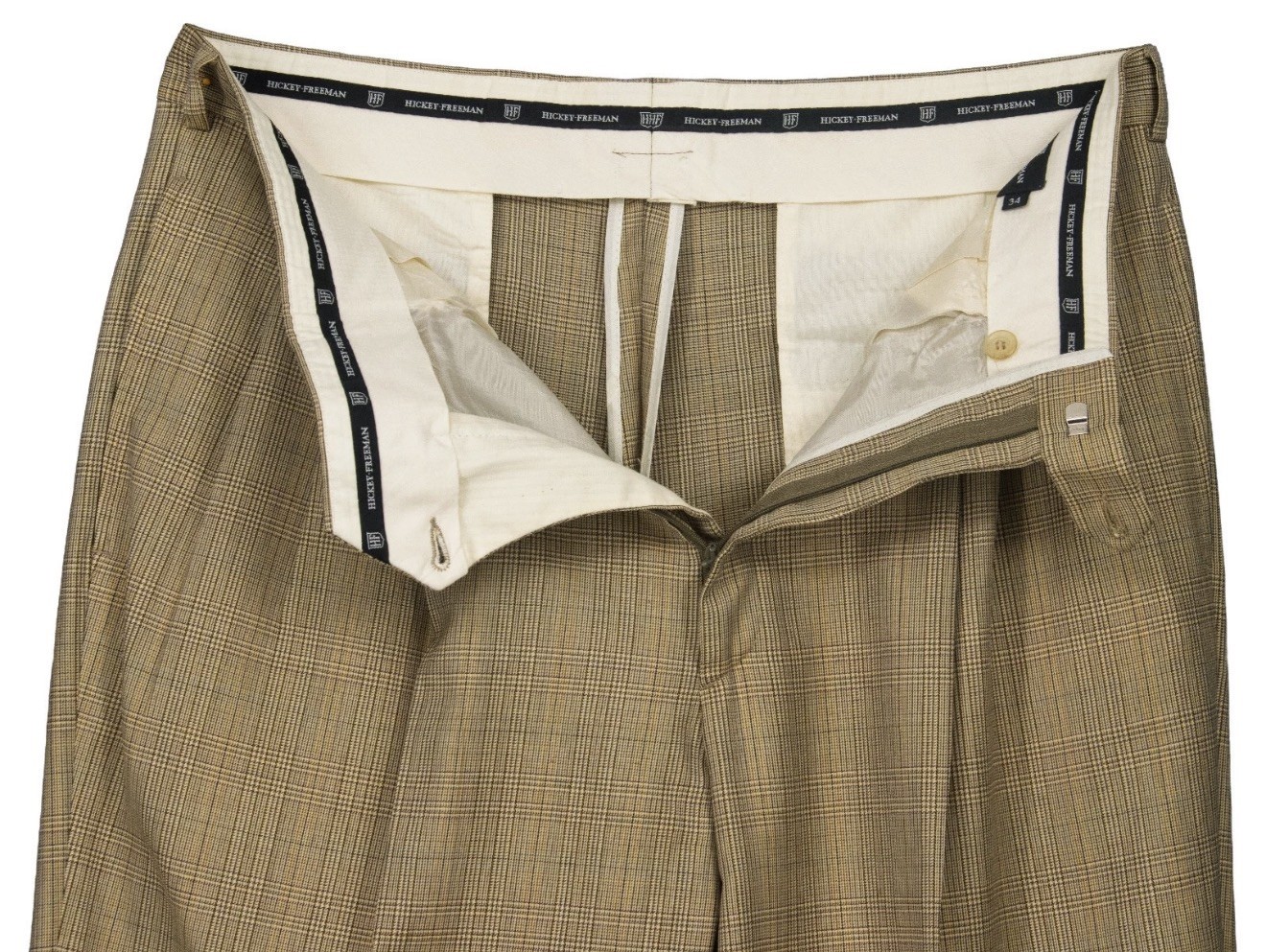 Hickey Freeman Made Italy Glen Plaid Dress Pants Slacks 34 x 30 Wool Lightweight