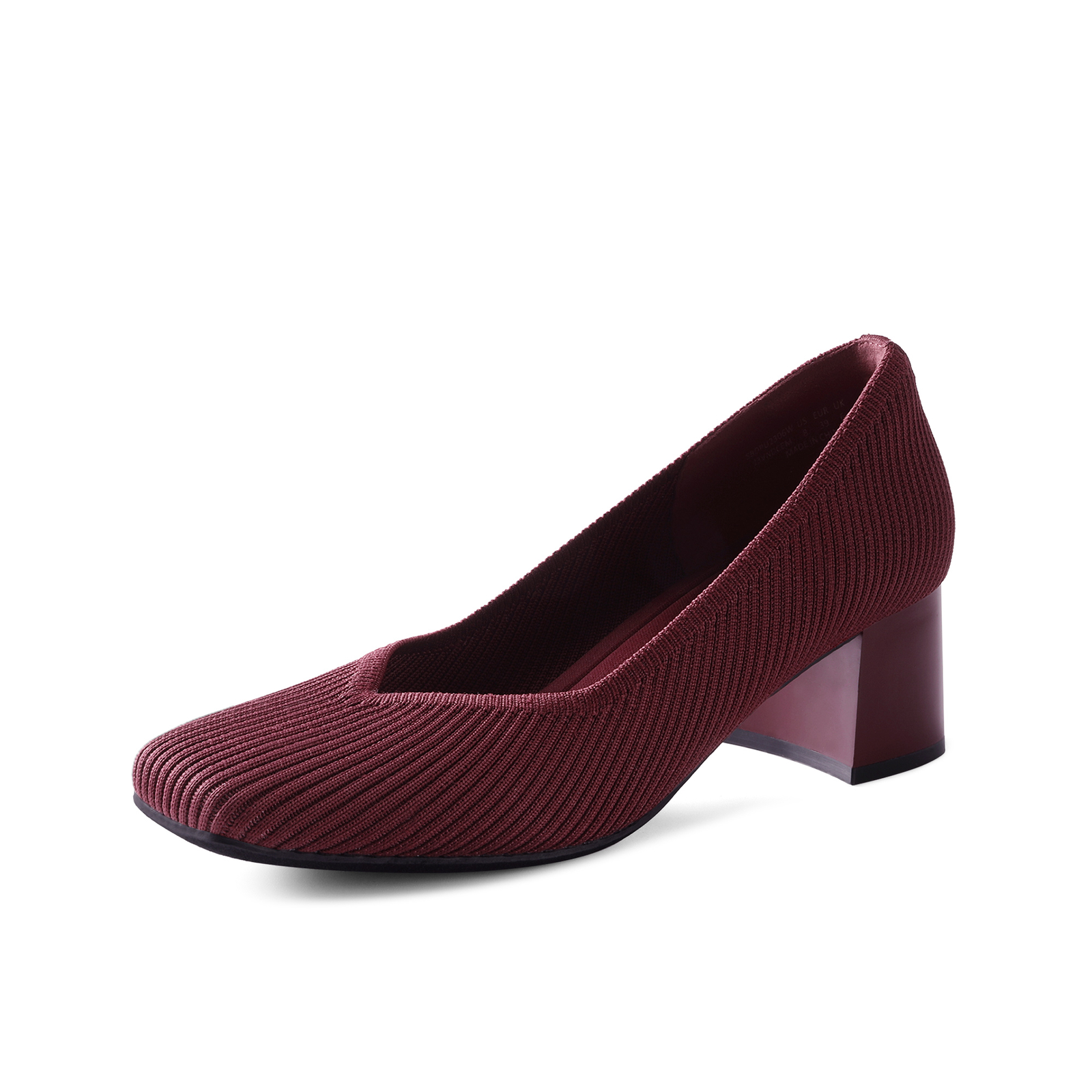 Women Knit Breathable Pumps Square Toe Block Heels All Day Support Dress Pumps