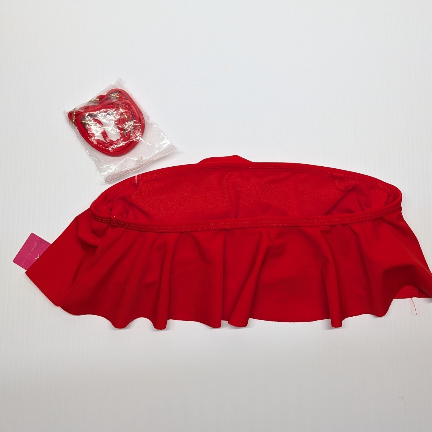 Xhilaration Red Ruffle Bandeau Bikini Top with Detachable Strap Womens XS NWT