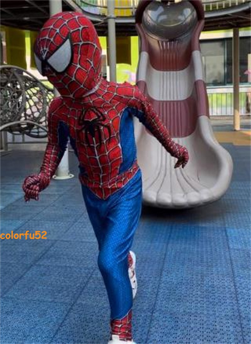 Amazing Spider-Man Tobey Maguire Cosplay Jumpsuit Mask Men Kid Halloween Costume