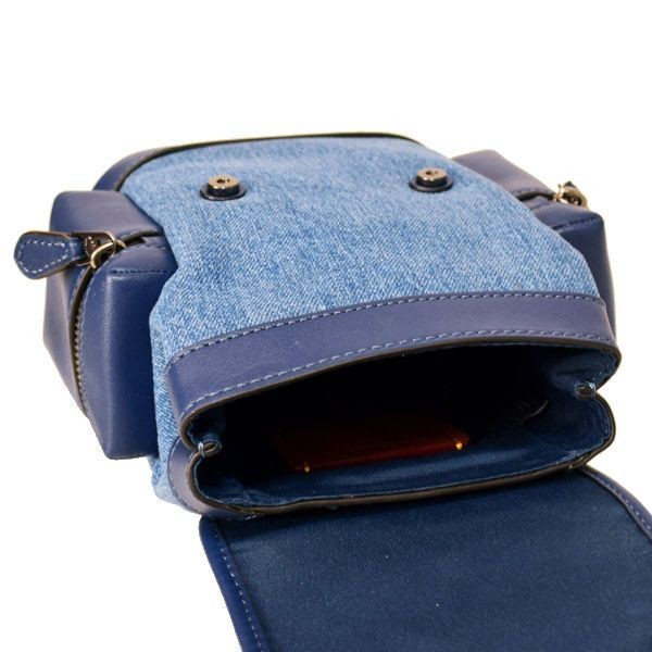 Coach Bag COACH Denim Leather Sling Sprint Small Logo Flap Backpack One Shoulder