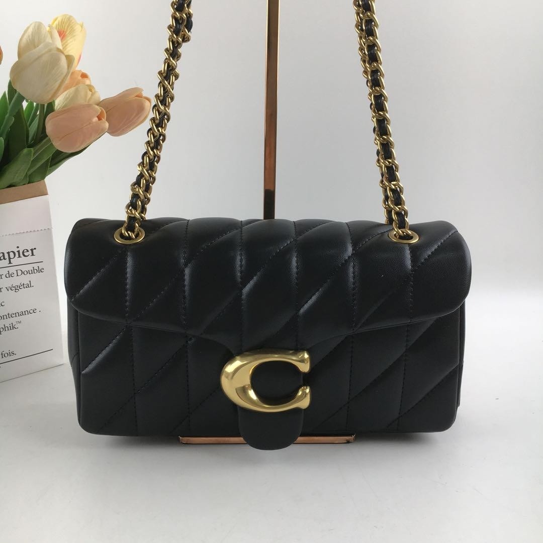 COACH CP150 Tabby 26 Quilted Shoulder Bag Leather Black Silver NEW Outlet