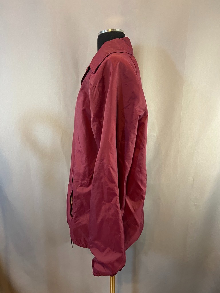 Vintage Sears Jacket Mens Large Maroon Nylon Coaches Lined Snap Front 90s Street