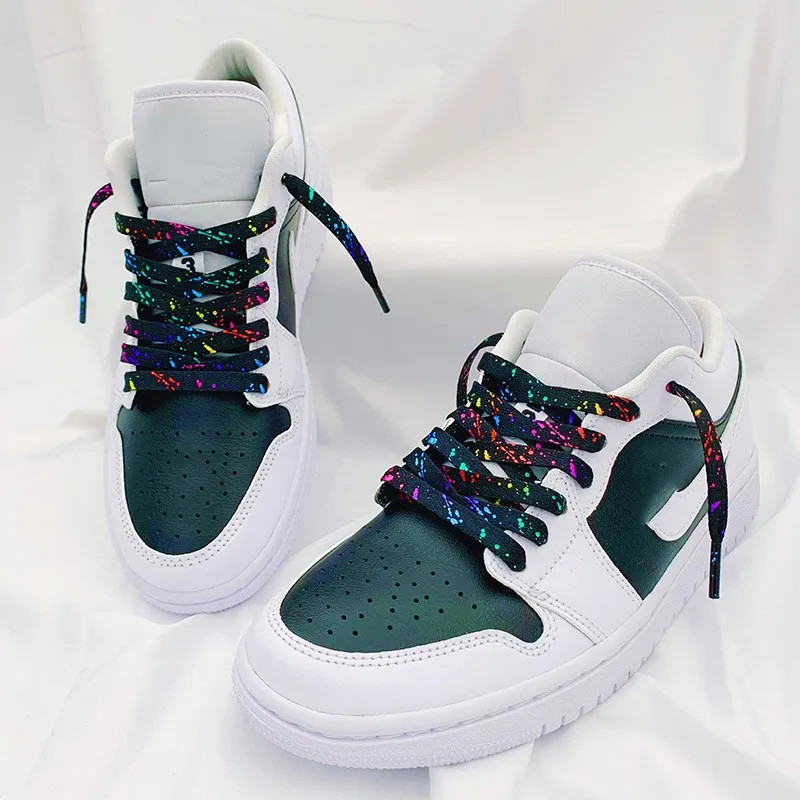 Shoelaces for Sneaker Flat Gilding Printing Ink Splatter Shoelace Colorful Splas