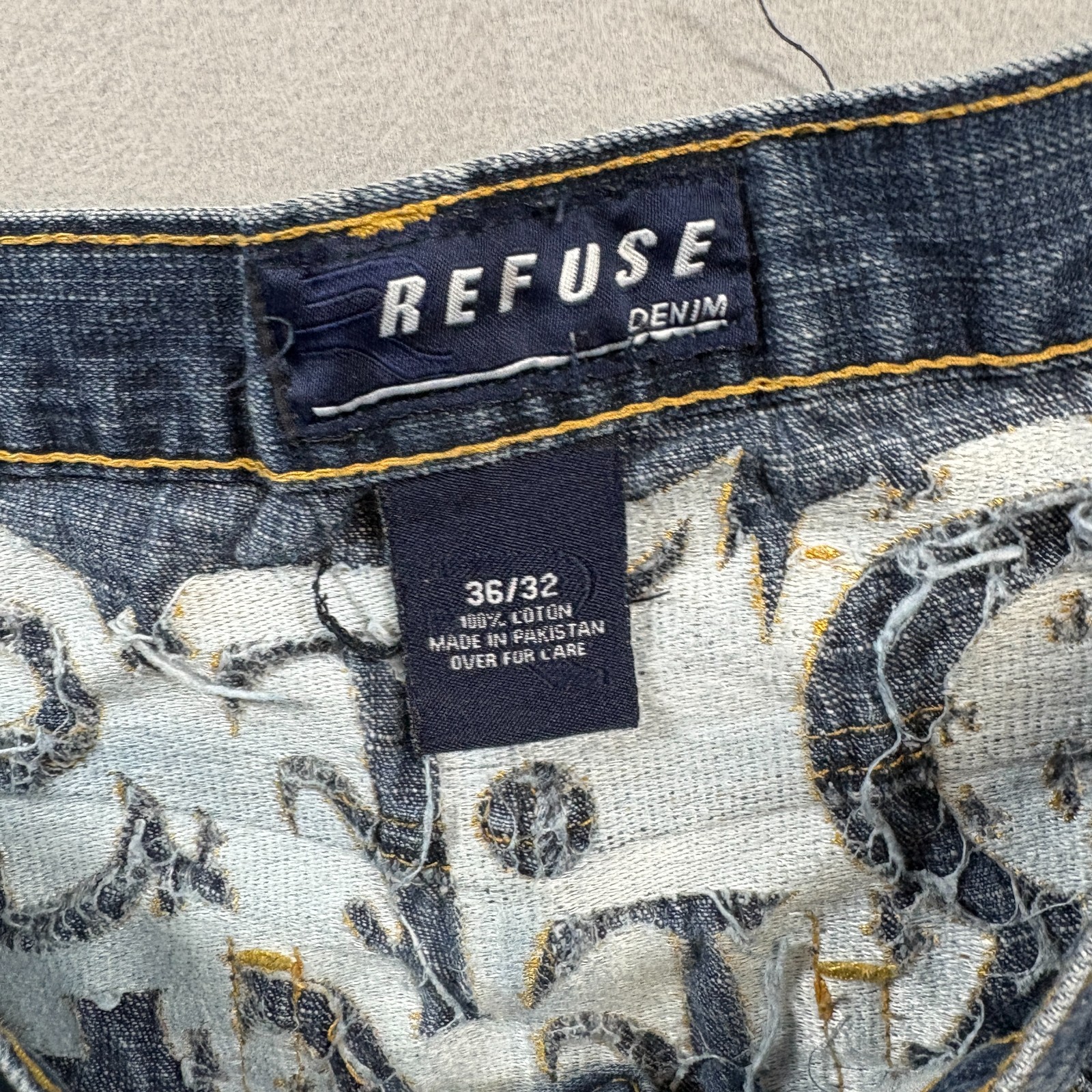 Refuse Denim Straight Leg Jeans W36 L32 Fits Like 34X31 Blue Wash Streetwear
