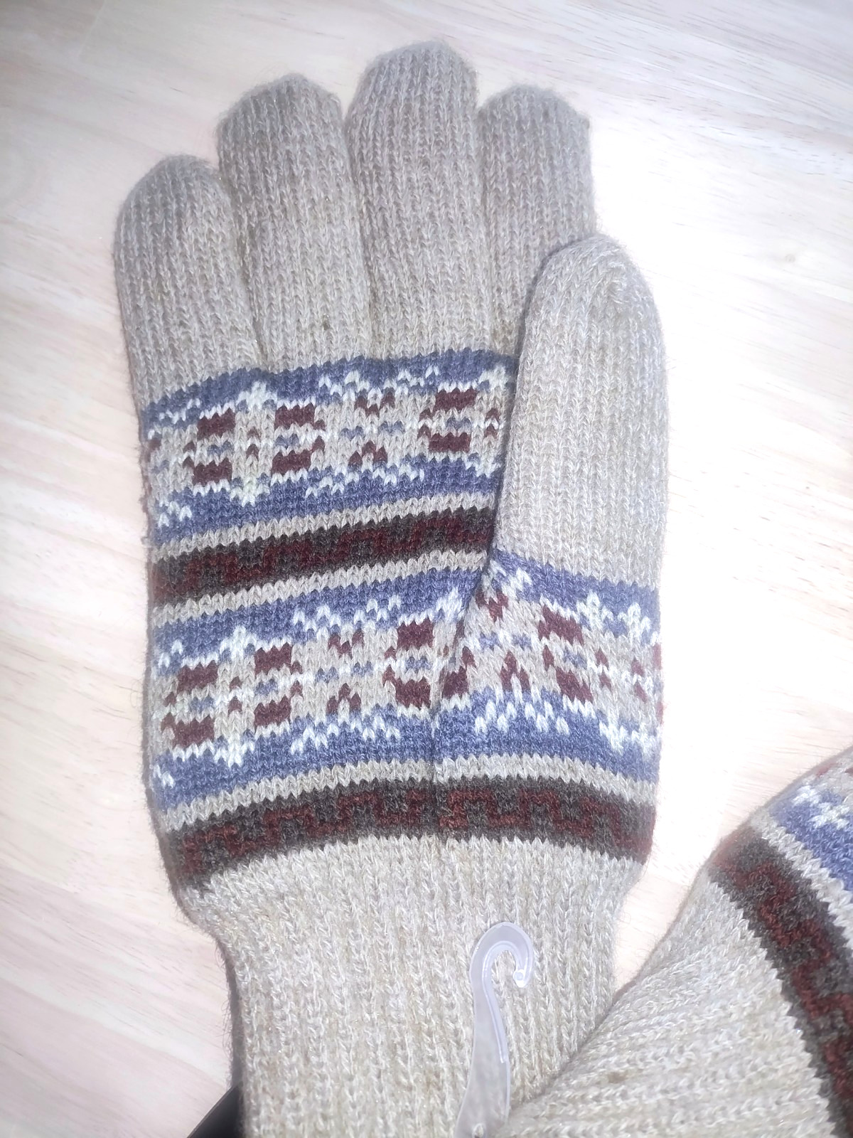 2 Prs Vtg Thinsulate Plus Acrylic Mohair Blend Gloves Brown Black Fair Isle NWT