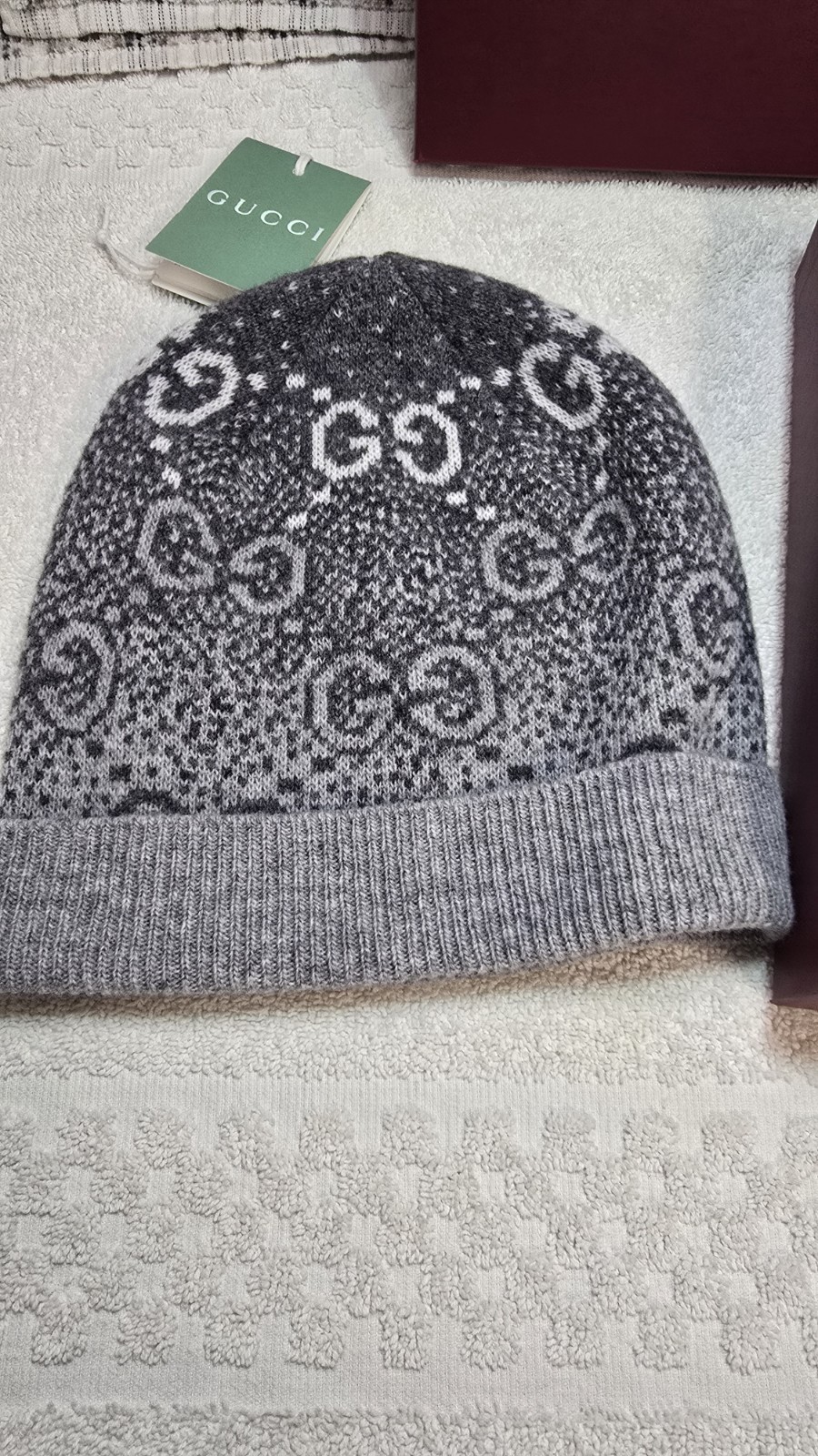 Authentic Gucci Grey GG Wool Beanie New w/ Tags Size M. See Item description.