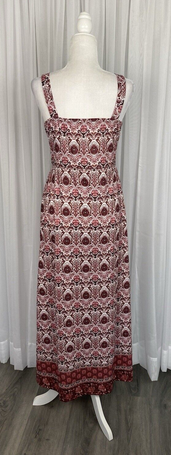 Casa Cabana Size M Wine Red Boho Print Knit Sleeveless Maxi Dress Never Worn