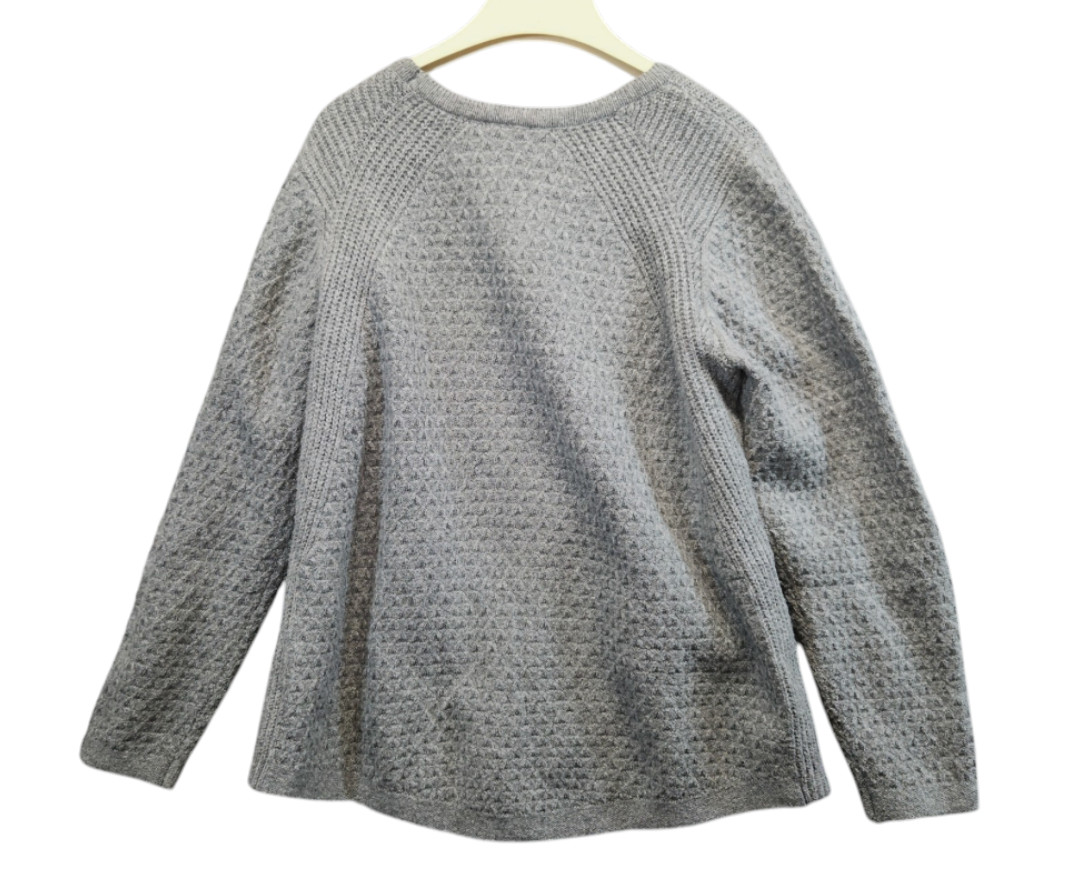 NWT J.JILL Gray Heather Sweater CHUNKY BASKETWEAVE KNIT Buttons on Sides SZ XL