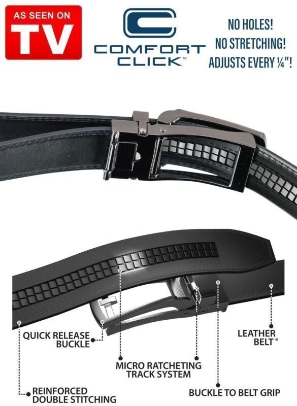 COMFORT CLICK Leather Belt Automatic Adjustable Xmas Men Gift As Seen On TV US