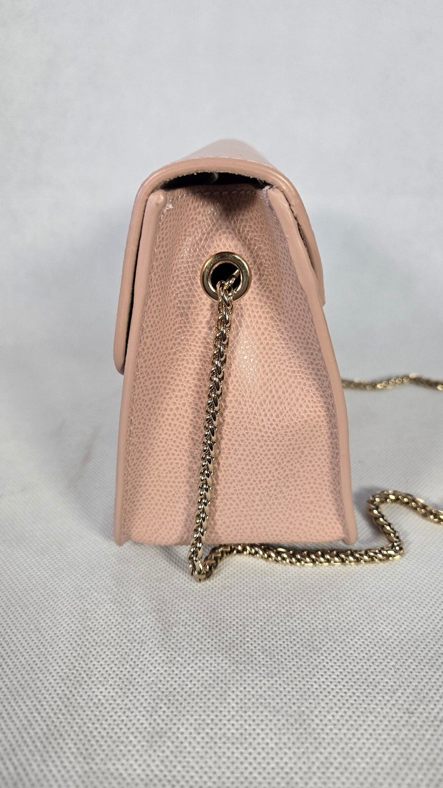 FURLA Metropolis Mini Crossbody Bag Pale Pink Ares Leather Gold Chain Italy
