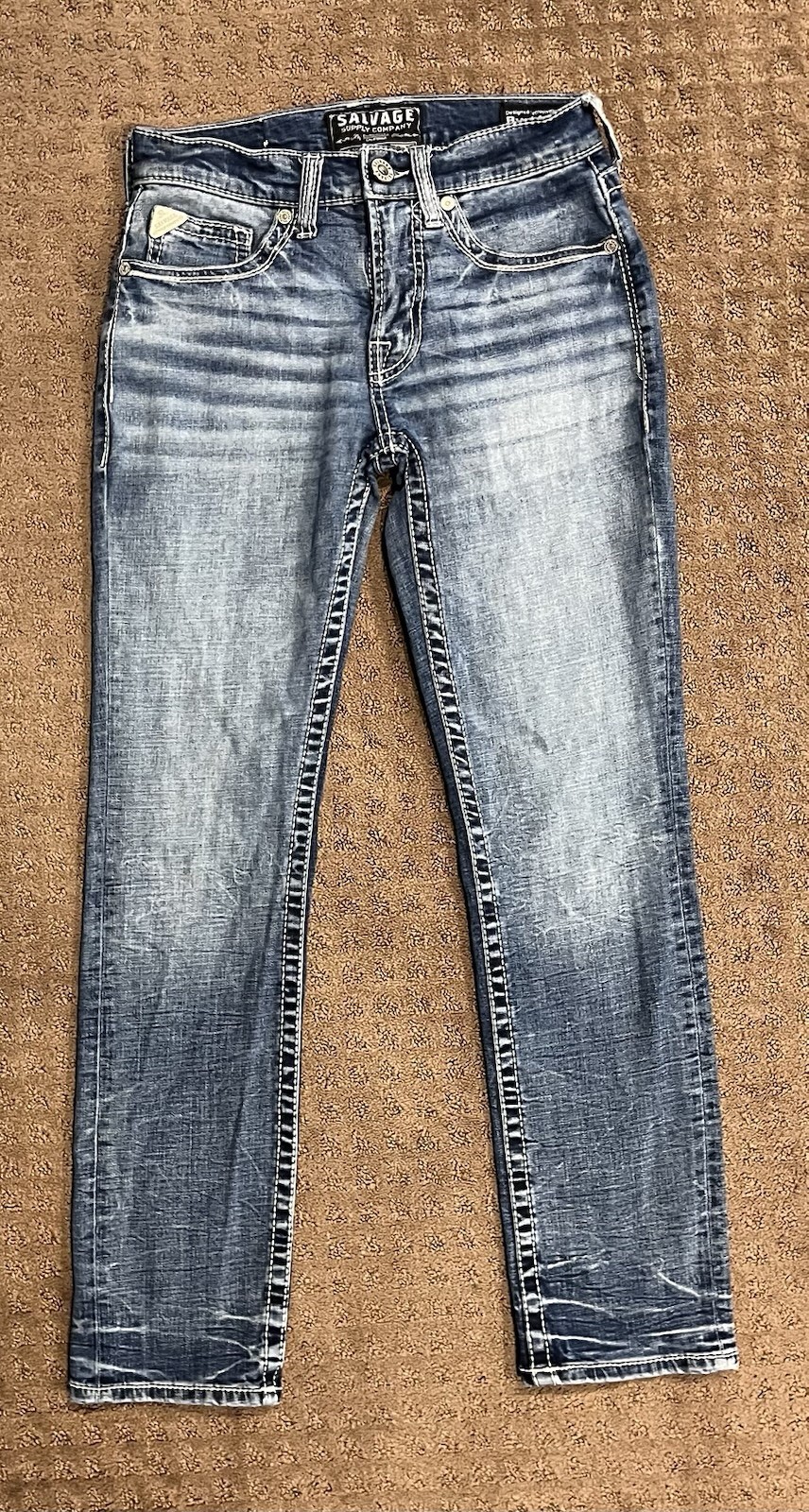 Salvage Supply Buckle Jeans Mens 29×30 Havoc Straight Slim Fit Stretch Denim
