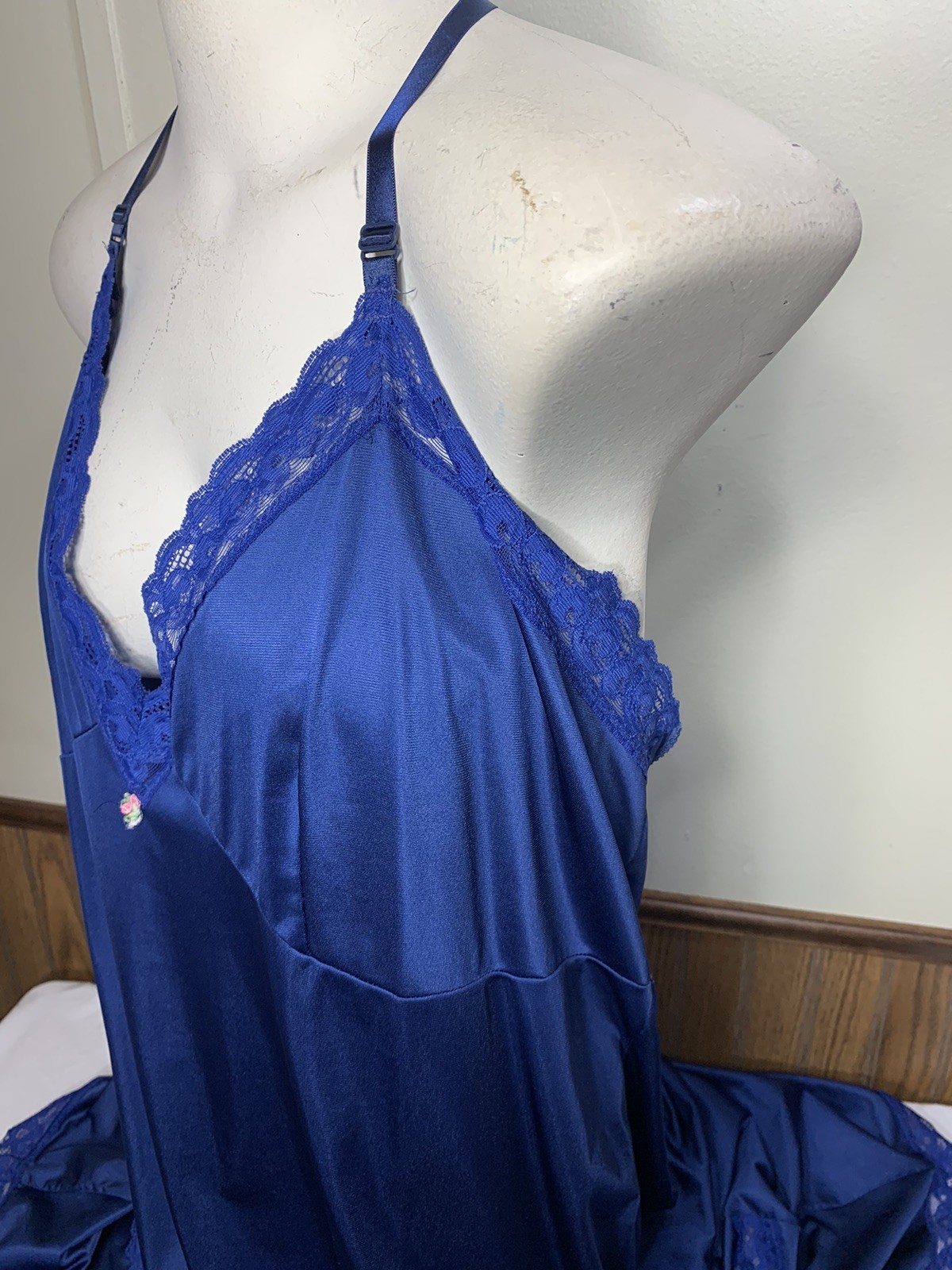 Nylon Slip Dress Plus XXL Size 54 Ribbon Bow Lace Tiered Prairie Ruffle